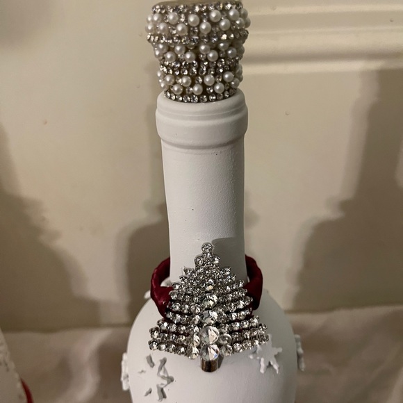Repurposed Upscale wine Bottle Art Joy Christmas Decoration - Picture 5 of 7